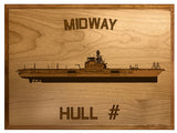 U.S. Navy Custom Ship 3D Laser Engraved Plaque Shadow Boxes, Display Cases, and Presentation Cases np.Midway