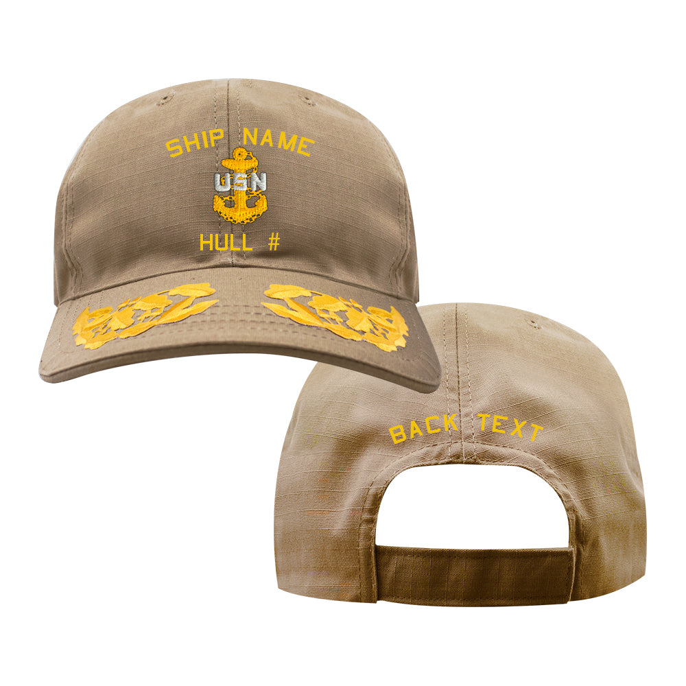 U.S. Navy Custom Ship Cap - Coyote - Admiral Scrambled Eggs -NAVY CHIEF ANCHOR Hats and Caps 