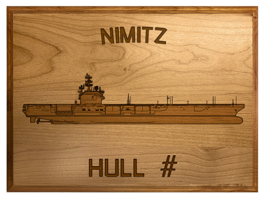 U.S. Navy Custom Ship 3D Laser Engraved Plaque Shadow Boxes, Display Cases, and Presentation Cases np.Nimitz