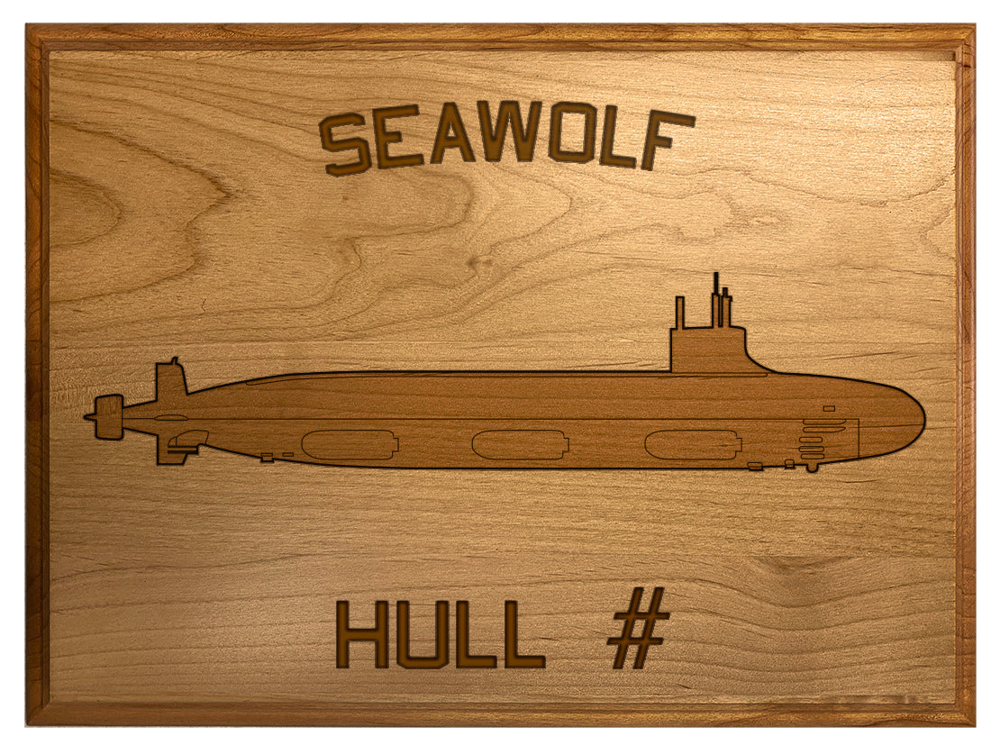 U.S. Navy Custom Ship 3D Laser Engraved Plaque Shadow Boxes, Display Cases, and Presentation Cases np.Seawolf