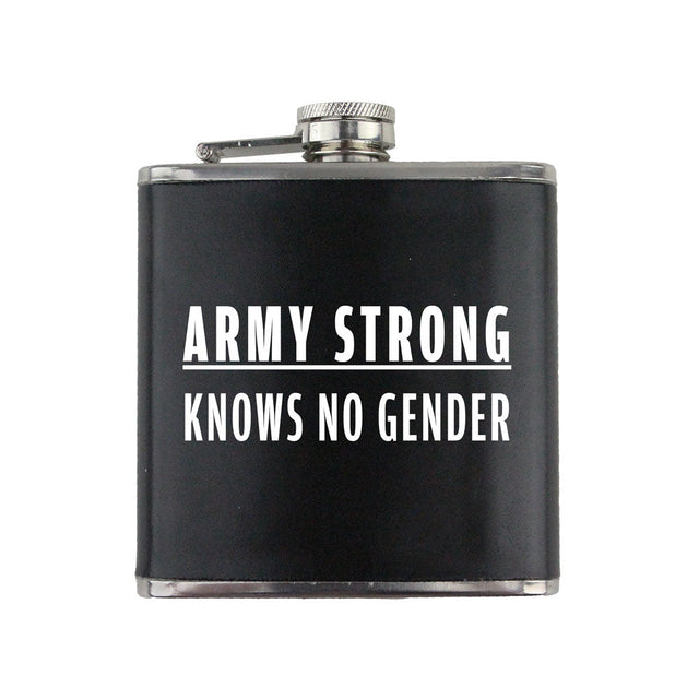 Army Strong Knows No Gender Text 6 oz. Flask with Wrap Flasks 