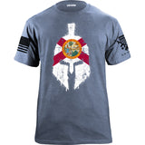 Spartan Helmet Florida Flag Distressed T-Shirt Shirts YFS.7.010.1.LBT.1