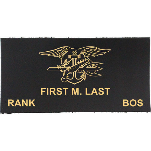Leather Patch With Emblem, Name & Rank W/ Velcro, Leather Name Tags