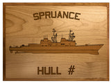 U.S. Navy Custom Ship 3D Laser Engraved Plaque Shadow Boxes, Display Cases, and Presentation Cases np.Spruance