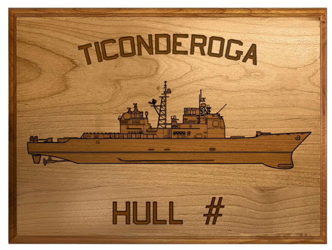 U.S. Navy Custom Ship 3D Laser Engraved Plaque Shadow Boxes, Display Cases, and Presentation Cases np.Ticonderoga