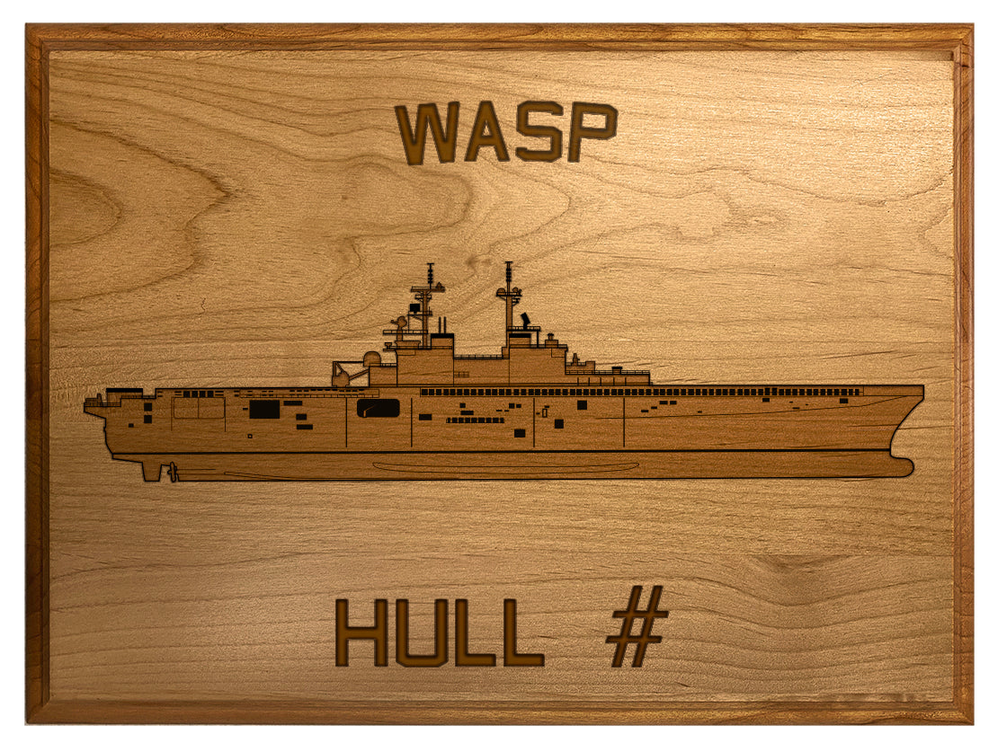 U.S. Navy Custom Ship 3D Laser Engraved Plaque Shadow Boxes, Display Cases, and Presentation Cases np.Wasp